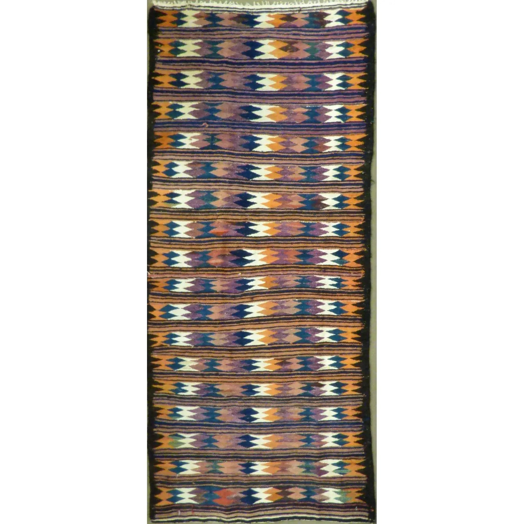 One Of The Kind Authentic Hand-Knotted Sanandaj Vintage Kilim 9'5" X 4'4"